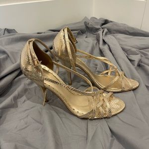 BCB girls gold heeled shoes, size 9